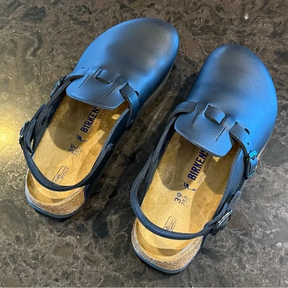 Birkenstock Boston Tokio Black Leather Clogs Size 39 - Picture 2 of 16